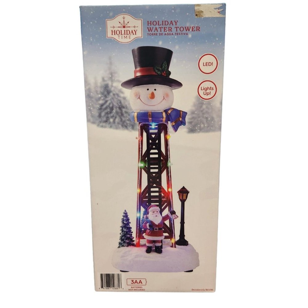 Holiday Village Water Tower LED Santa Snowman Holiday Time